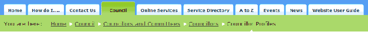 Image of the OIC website breadcrumb trail that appears below the horizontal menu at the top of each web page.