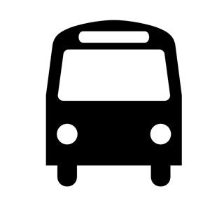 Black and white basic graphic of a bus