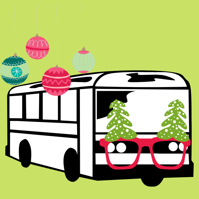 Graphic: Bus with festive decorations