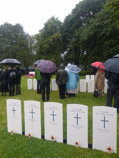 The Orkney group placed crosses in memory of Orcadians who lost their lives in the conflict.