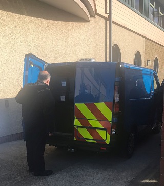 Ballot Boxes arriving for the count.