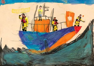 Green screen lifeboat picture.