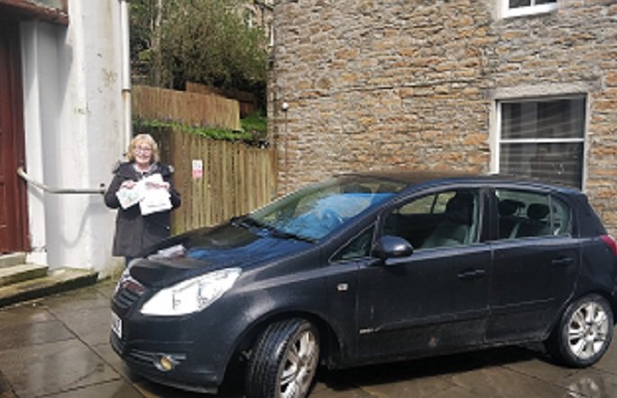 Maureen at start of lockdown delivering to around 20 young folk in Stromness.