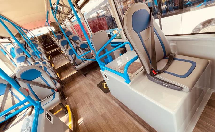 Photograph of interior of new buses due to arrive in Orkney in October 2021.