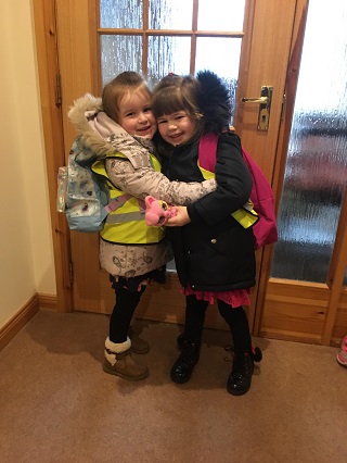 Ruby and Molly going ready to go back to school.