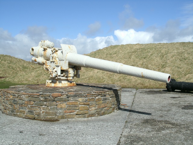 Photo of gun from SMS Karlsruhe held by Scapa Flow Museum.