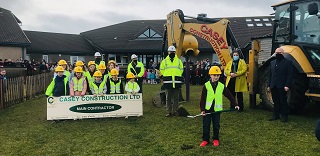 Liam Rosie, P5 Pupil Council member, was given the honour of cutting the turf to signal the start of work.