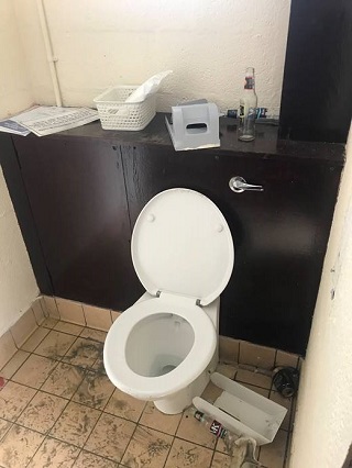 Damage at Dingieshowe toilets.