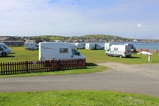 Caravans at Point of Ness campsite in Stromness.