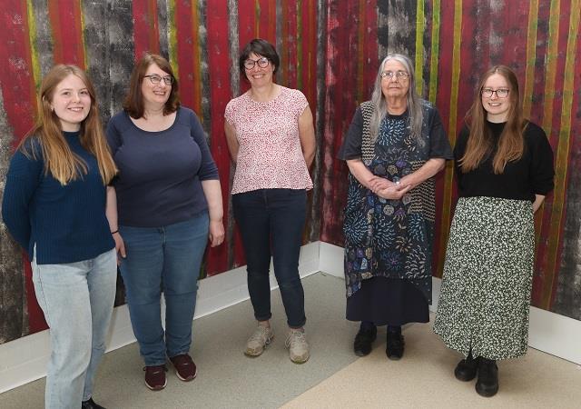 Photo of some of the students showing their work in this year's Orkney College UHI Fine Arts Degree show