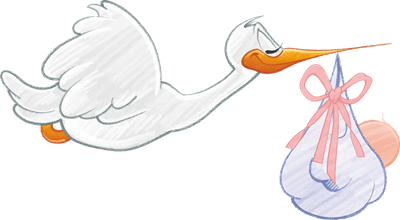 Graphic - stork delivering a baby