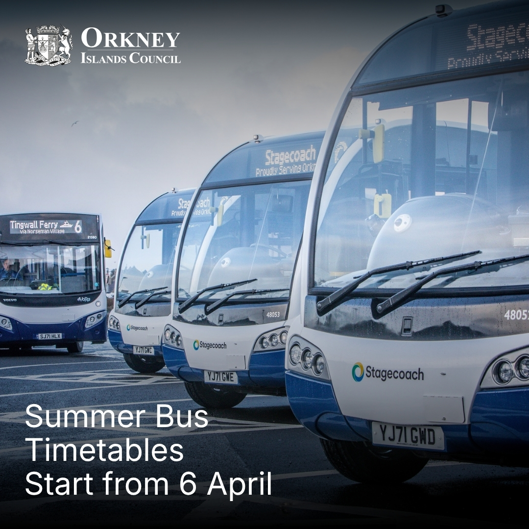 Orkney’s public buses - summer timetables changes from Monday 6 April  
