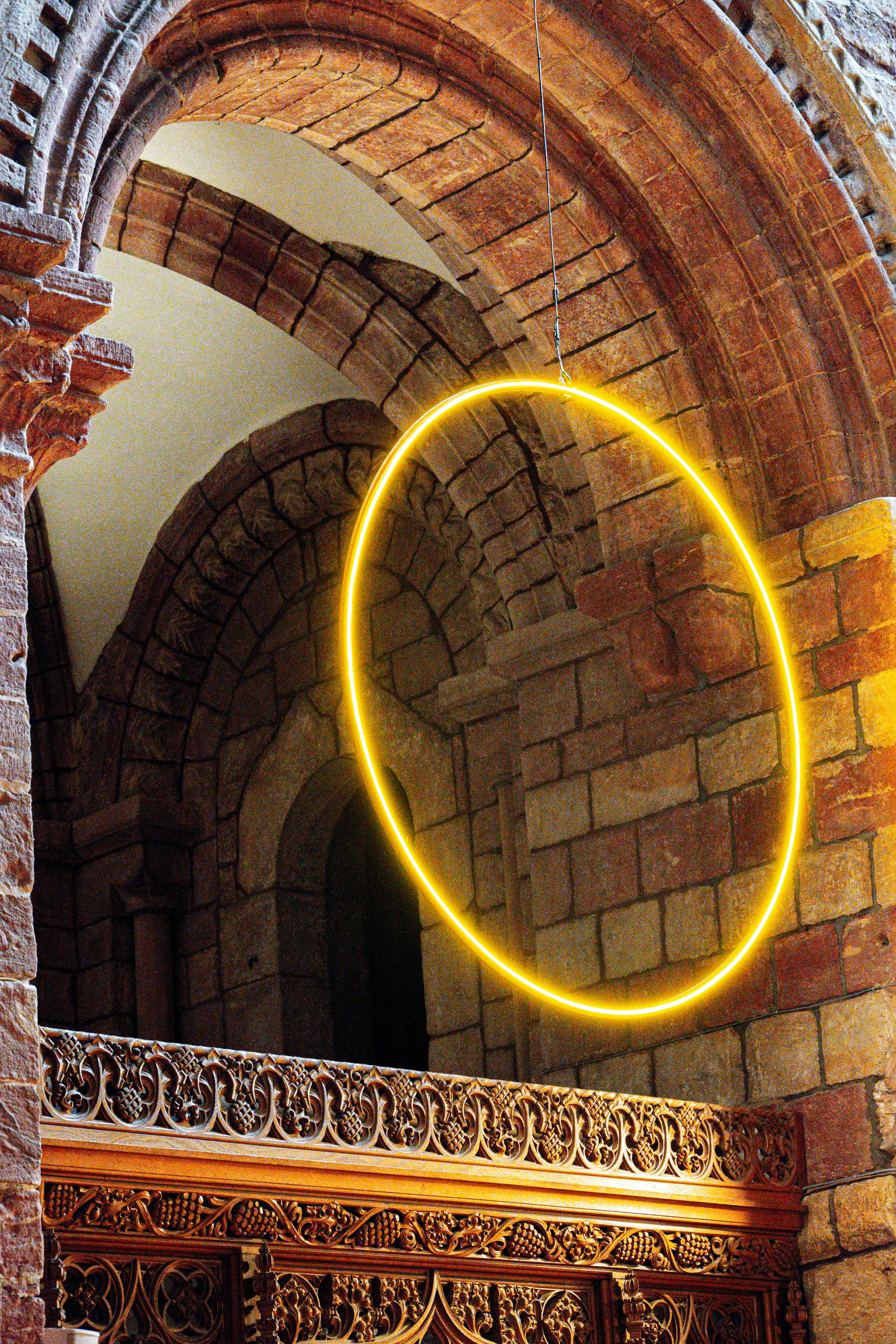 Church altar with halo.