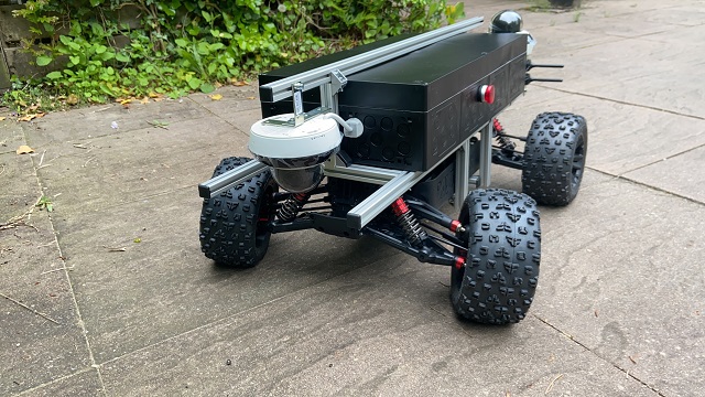 a box on four wheels, quite robotic looking