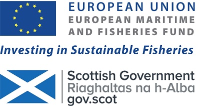 European Union, European Maritime and Fisheries Fund Poster with Scottish Flag underneath