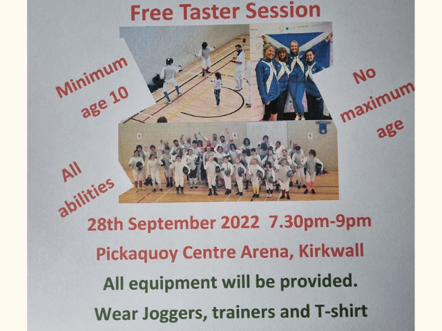 Fencing Taster Session - poster for a free event