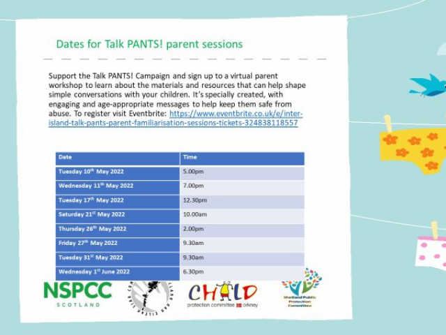 PANTS parent workshop poster