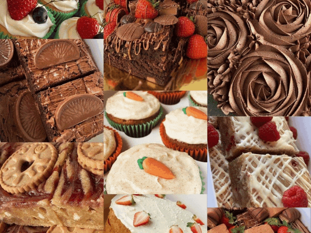 A selection of cakes and sweet treats