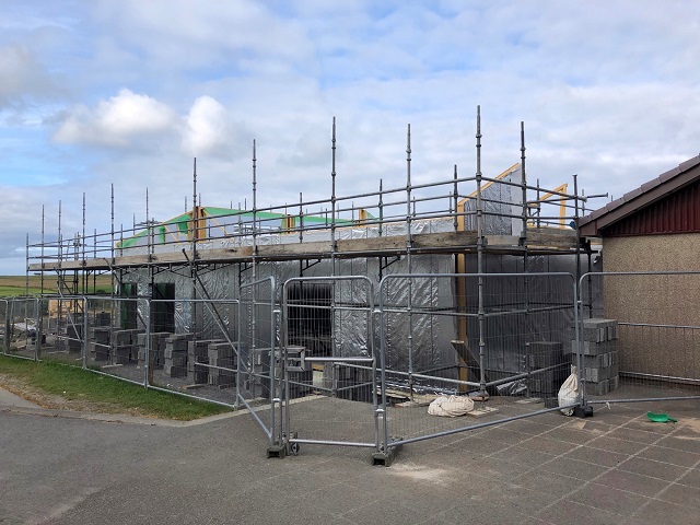 school extension - scaffold all around
