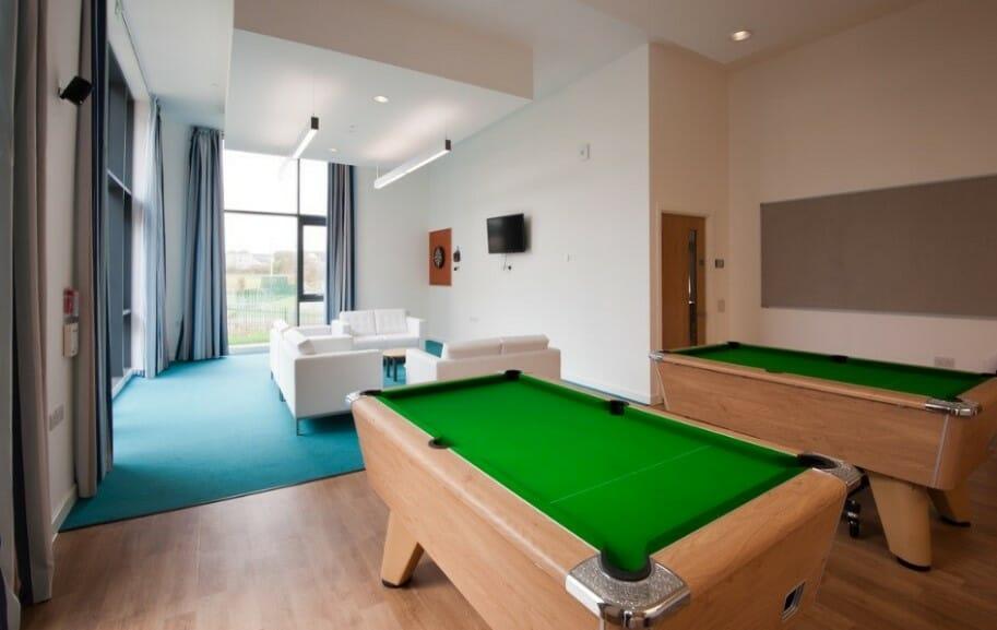 a games area in the school hostel